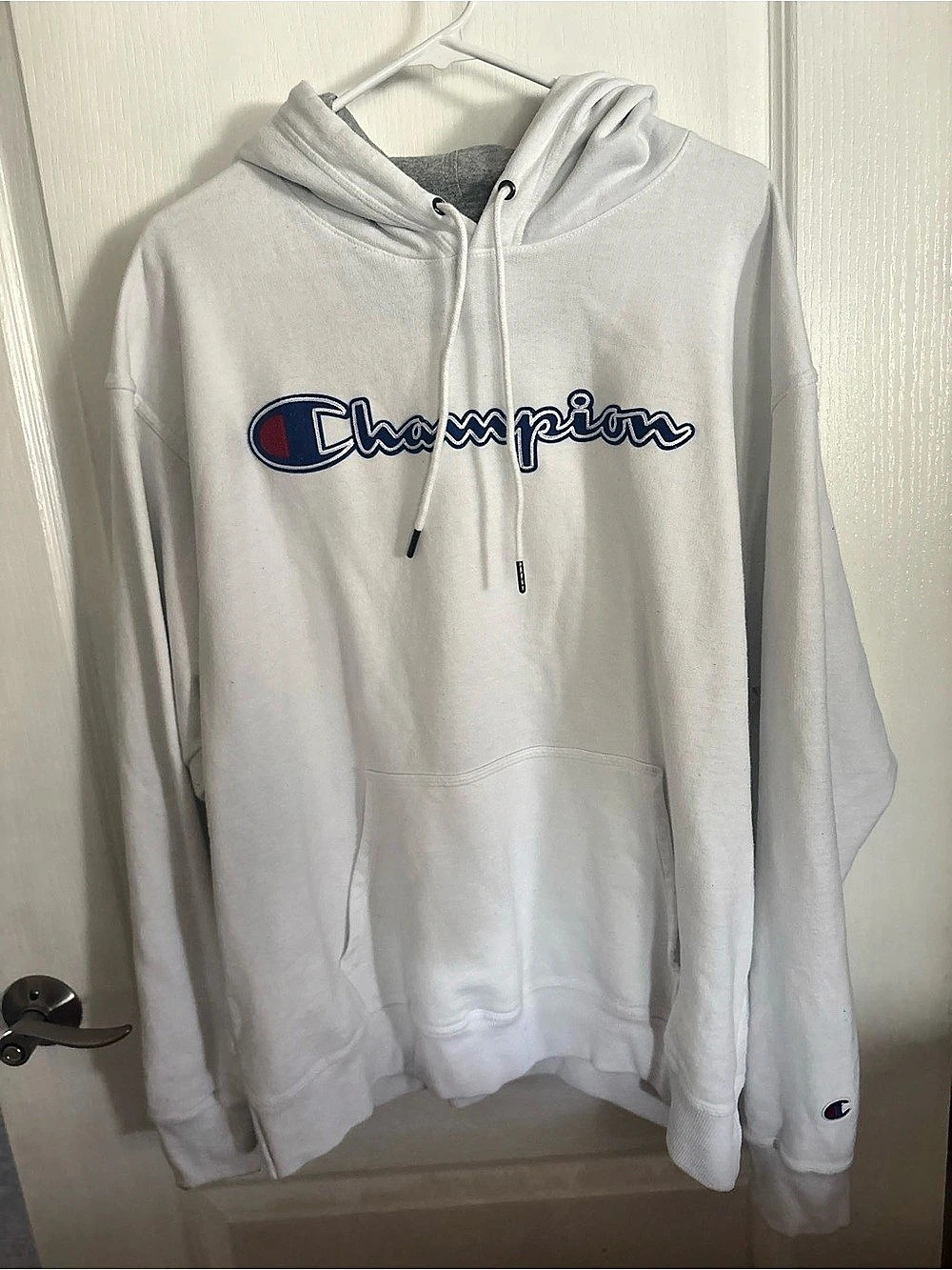 Champion Authentic Athleticwear Script Logo Pullover Hoodie White XL